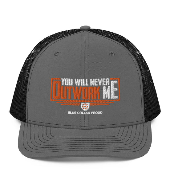 Never Outwork Me - Blue Collar Proud Trucker Snapback Cap Hat